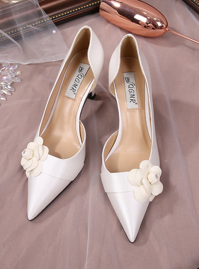 White Satin High Heels Stiletto Sandals Wedding Shoes