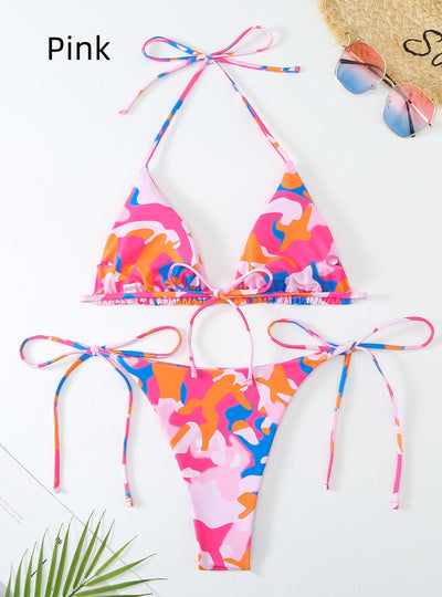 Sexy Printed Lace-up Bikini