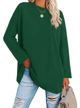 Loose Long-sleeved Round Neck Blouse T-shirt