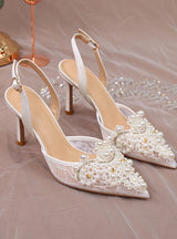 Women Wedding Shoes Lace Pearl Sandals