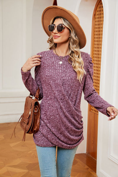 Square Neck Button Loose T-shirt