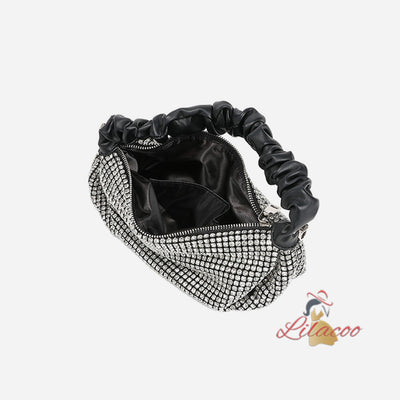 Chain-studded Pleated Pu Handbag