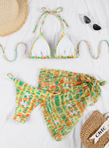 Sexy Multicolor Printed Beach Skirt Bikini