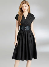 V-neck Short Sleeve Slim Dress