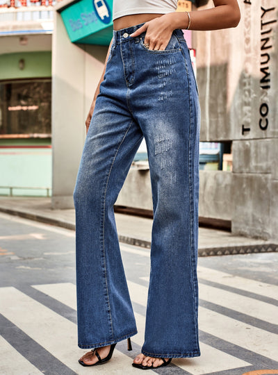 Mid-waist Micro-pull Denim Trousers Casual Pants