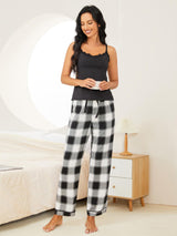 Lace Suspender Plaid Pajamas Set