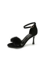 Summer Mink Fur High-heeled Sandals