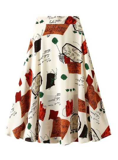 Women Retro Chiffon Printing Skirt