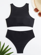 Color Matching Split Swimsuit High Waist Bikini