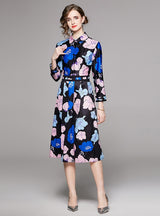 Slim Printed Long Sleeve Dress