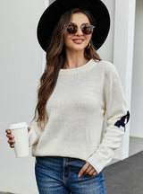 Letter Jacquard Casual Loose Pullover Sweater