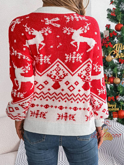 Christmas Leisure Deer Pattern Long Sleeve Sweater