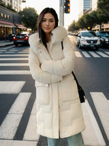 Long Silm Waist Solid Color Cotton-padded Down Jacket