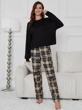 Plant Printed Long Sleeve Pajamas Suit