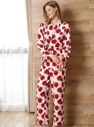 Printed Long-sleeved Pajamas Set