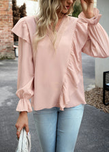 Women V-neck Long Sleeve Shirt