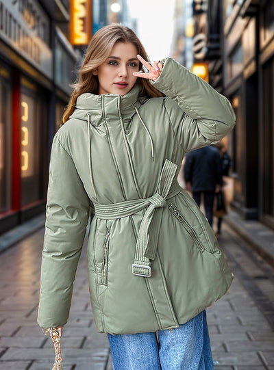 Casual Slim Waist Hooded Cotton-padded Jacket Coat