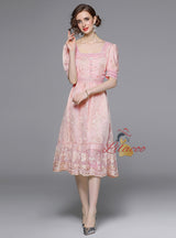 Retro Heavy Industry Embroidered Waist Long Dress