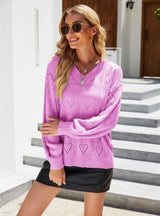 Women V neck Pullover Sweater