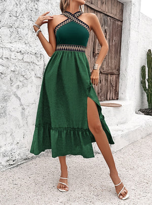 Women Summer Halter Split Dress