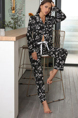 Fall/Winter Lapel Long Sleeve Pants Pajama Set