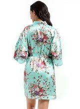 Loose Satin Silk Printed Short Nightgown