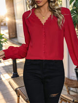 Casual Long-sleeved Red Shirt