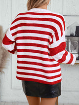 Casual Striped Color Matching Pullover Sweater