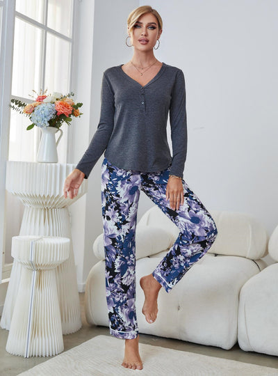 Winter V-neck Long-sleeved Pajamas