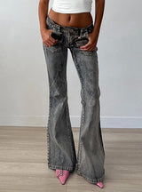 Low Waist Flanging Pocket Jeans