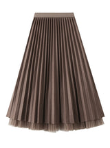 High Waist Pleated Beaded Gauze Skirt On both Sides