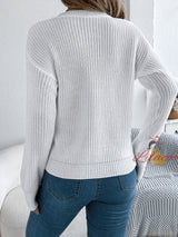 Leisure Solid Color Hollow Sweater