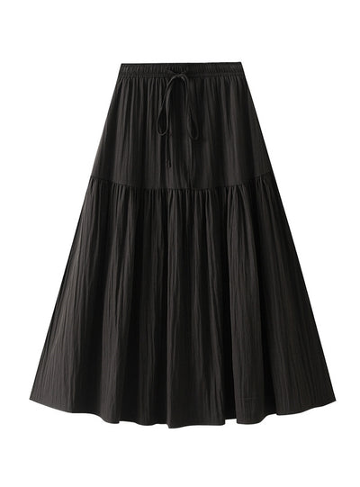 Elastic High Waist Slim Drawstring Loose Skirt