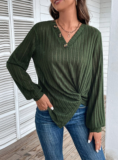 V-neck Shirt Pit Long Sleeve T-shirt Top