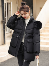 Long Thick Detachable Hat Cotton-padded Coat