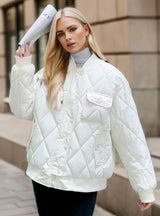 Thin Cotton-padded Diamond Plaid Down Jacket