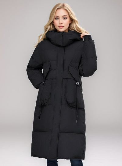 Thick and Loose Medium and Long Over-the-knee Hooded Coat