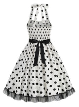 Retro Lace Stitching Polka-dot Dress