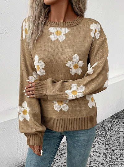 Women Long Sleeve Jacquard Sweater