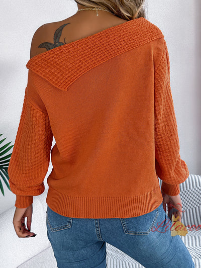 Casual Lapel Twist Long Sleeve Sweater