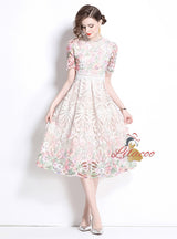 Women Slim Lace Print Long Dress