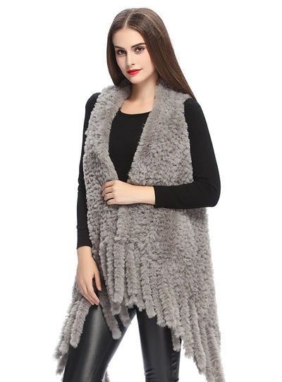 Hand-woven Fringed Vest Fur Shawl