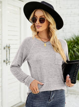 Round Neck Long Sleeve Pocket T-shirt