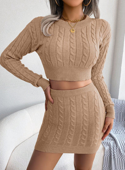 Leisure Twist Navel Sweater Knitting Suit