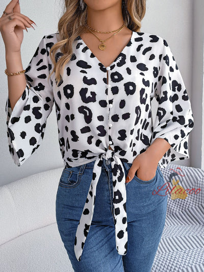 Casual Leopard Print Chiffon Shirt