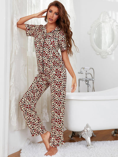 Floral Short-sleeved Trousers Pajamas Suit