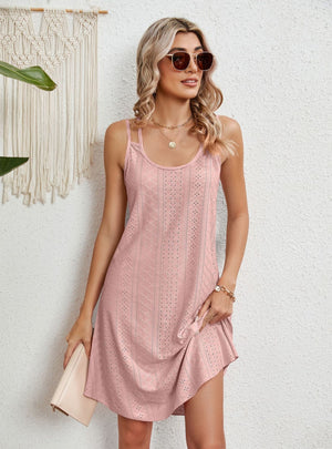 Solid Color Round Neck Loose Dress