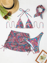 Solid Color Sexy Split Swimsuit Four-piece Suit