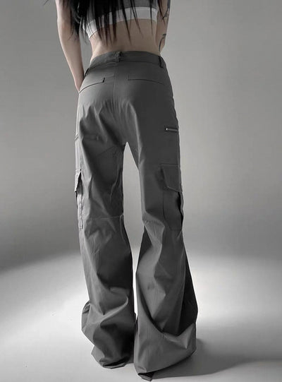 Low-waist Multi-pocket Zipper Casual Pants