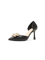 Pearl Diamond Satin Stiletto Heels Shoes